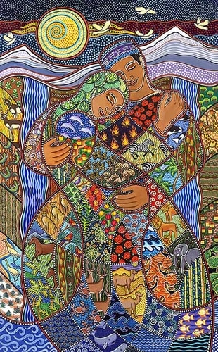"Celebration of Love" Acrylic, 30" x 40" by artist Daniella Willet-Rabin. See her portfolio by visiting www.ArtsyShark.com