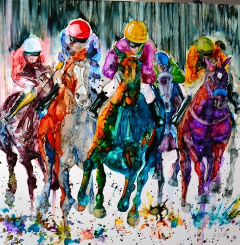 "Final Surge" Alcohol Ink, 36" x 36" by artist Leslie Franklin. See her portfolio by visiting www.ArtsyShark.com