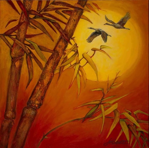 "October Moon" Acrylic on Canvas, 20” x 20” by artist Joanne Schoener Scott. See her portfolio by visiting www.ArtsyShark.com