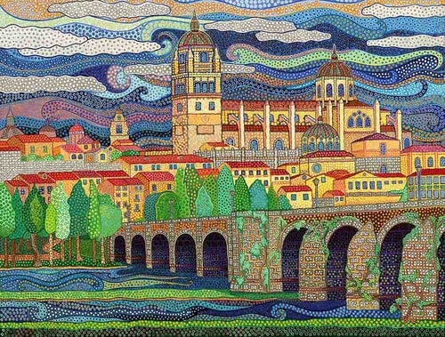"Salamanca Spain" Acrylic, 40" x 30"by artist Daniella Willet-Rabin. See her portfolio by visiting www.ArtsyShark.com 