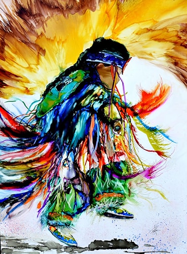 "The Little Grass Dancer" Alcohol Ink, 36" x 48" by artist Leslie Franklin. See her portfolio by visiting www.ArtsyShark.com