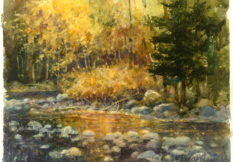 “Autumn Blaze” Transparent Watercolor and Gouache, 12” x 9.5” by artist Dale Popovich. See his portfolio by visiting www.ArtsyShark.com