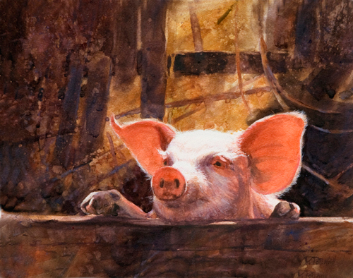 “Do My Ears Make Me Look Fat?” Transparent Watercolor and Gouache, 13.5” x 10.5” by artist Dale Popovich. See his portfolio by visiting www.ArtsyShark.com