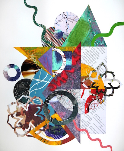 “Have Map Will Travel 8” Collage, 24” x 30" by artist Cecelia Feld. See her portfolio by visiting www.ArtsyShark.com