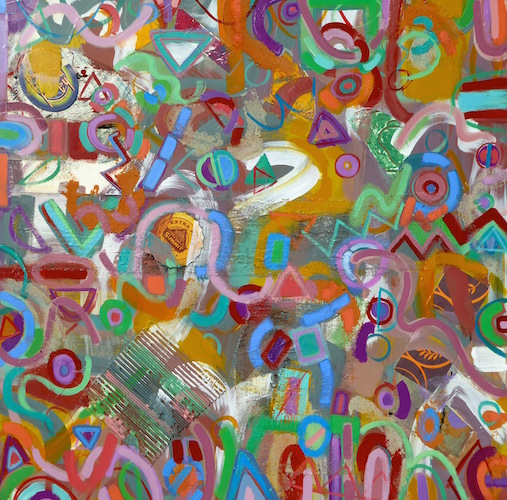 Untitled—Mixed Media Painting on Panel, 36” x 36"by artist Cecelia Feld. See her portfolio by visiting www.ArtsyShark.com