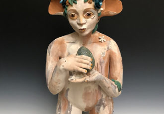 “Deer Mystic” Ceramic Sculpture, 9” x 23” x 9”by artist Edrian Thomidis. See her portfolio by visiting www.ArtsyShark.com