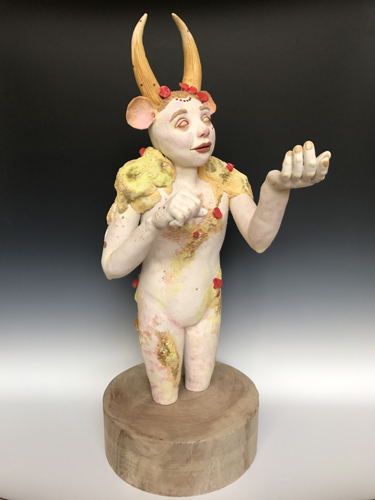 “The Seer” Ceramic Sculpture, 9.5” x 25” x 14” by artist Edrian Thomidis. See her portfolio by visiting www.ArtsyShark.com