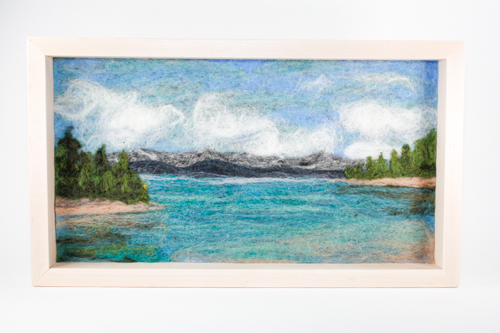 “Jocassee Afternoon” Wool Fiber, 10” x 17” by artist Sarah Mandell. See her portfolio by visiting www.ArtsyShark.com