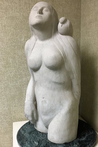 "Aphrodite's Dream" limestone, 33" x 15" x 15" by Elizabeth Lind. See her artist feature at www.ArtsyShark.com