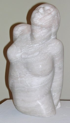"Awakening" alabaster, 19” x 10” x 10” by Elizabeth Lind. See her artist feature at www.ArtsyShark.com