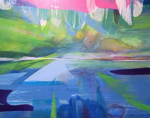 "Flying In Deep" acrylic, 48" x 60" by Linda Stelling. See her artist profile at www.ArtsyShark.com