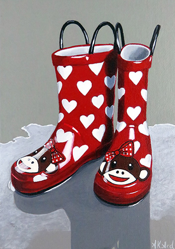 “Puddle Playtime” Acrylic on Canvas Panel, 5" x 7" by artist Alisha K. Ard. See her portfolio by visiting www.ArtsyShark.com