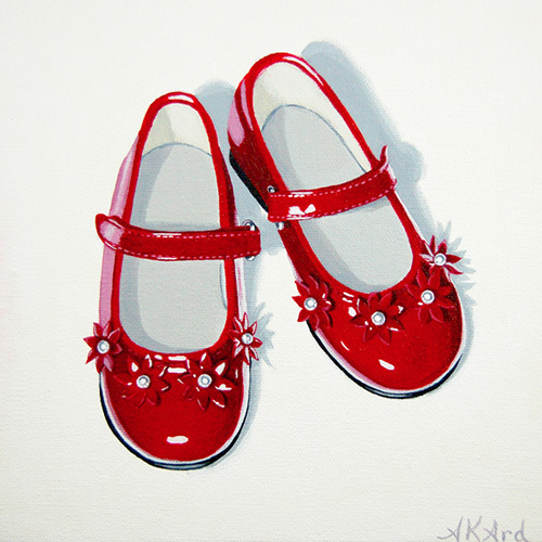 “Red Pair 1” Acrylic on Canvas Panel, 8" x 8"by artist Alisha K. Ard. See her portfolio by visiting www.ArtsyShark.com 