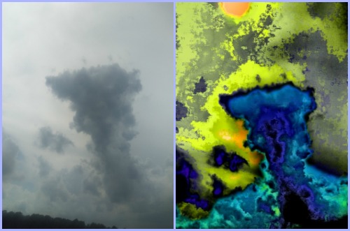On Left: “Storm Cloud Abstract” Original photo, On Right: “Storm Cloud Abstract” Digital Photography, 28” x 40” by artist Mark Goodhew. See his portfolio by visiting www.ArtsyShark.com