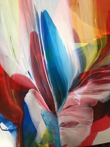 "Sea Flower" acrylic, 50" x 66" by Linda Stelling. See her artist feature at www.ArtsyShark.com