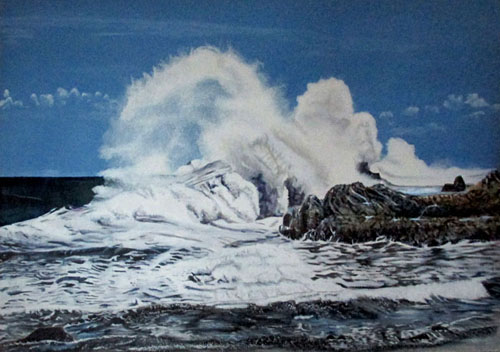 “The Power of the Sea” Acrylic on Canvas, 72" x 48"by artist SuZahn King. See her portfolio by visiting www.ArtsyShark.com 