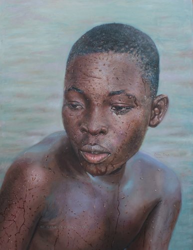 "Beyond" oil on canvas, 30" x 40" by Silas Onoja. See his artist feature at www.ArtsyShark.com