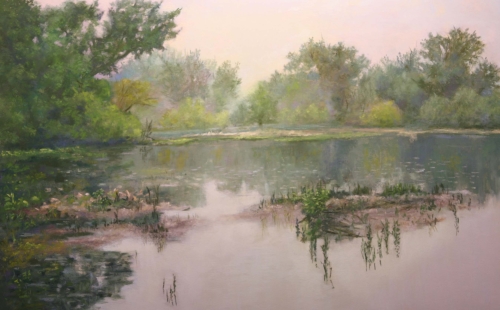 “Fog Lifting on the Huron” Soft Pastel, 20” x 14” by artist Bob Palmerton. See his portfolio by visiting www.ArtsyShark.com