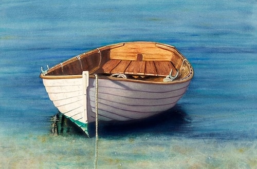 "Island Time" Water Color, 28” x 15” by artist Colleen Nash Becht. See her portfolio by visiting www.ArtsyShark.com