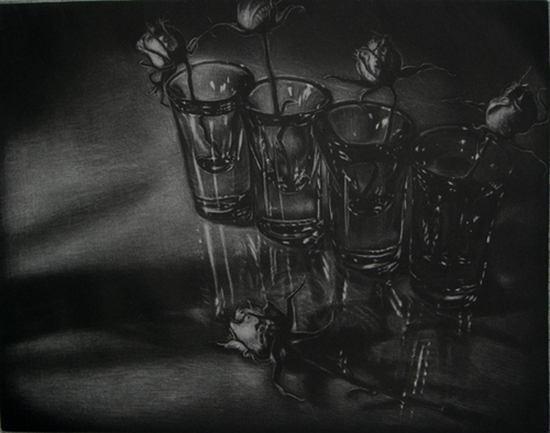 “I Once Had a Rose” Mezzotint, 8.75 x 7” by artist Jayne Reid Jackson. See her portfolio by visiting www.ArtsyShark.com