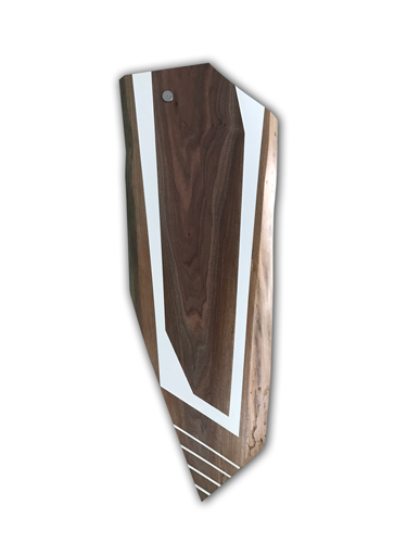 “Volta” American Black Walnut with Acrylic, Aluminum and Tung Oil, 14” x 40” x 2” by artist Scott Troxel. See his portfolio by visiting www.ArtsyShark.com