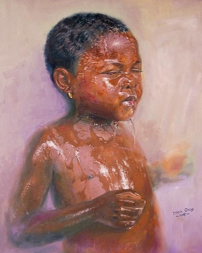 “Meditation” Oil on Canvas, 19” x 24”by artist Silas Onaja. See his portfolio by visiting www.ArtsyShark.com 