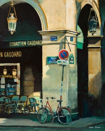 "Place des Pyramides" Oil on Panel, 24" x 30" by artist Toby Davis. See his portfolio by visiting www.ArtsyShark.com