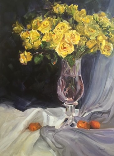 "Best Friends" Oil, 30" x 40" by artist Angela Tommaso Hellman. See her portfolio by visiting www.ArtsyShark.com