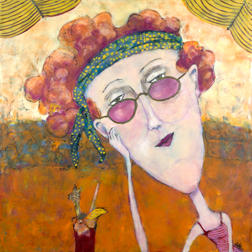 "Betty" encaustic, 30" x 30" x 2" by Dianne Jean Erickson. See her artist feature at www.ArtsyShark.com