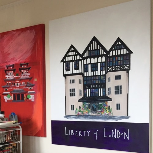 "Liberty of London" Mixed Media on Canvas, 150cm x 120xcm by artist Clare Haxby. See her portfolio by visiting www.ArtsyShark.com