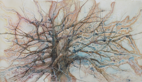 “Fall Oak” Watercolor, 31” x 18” by artist Katherine Weber. See her portfolio by visiting www.ArtsyShark.com