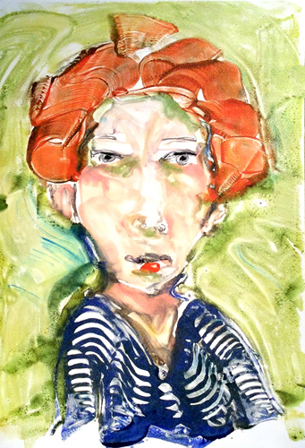 "Georgina" encaustic monotype, 22" x 15" by Dianne Jean Erickson. See her artist feature at www.ArtsyShark.com