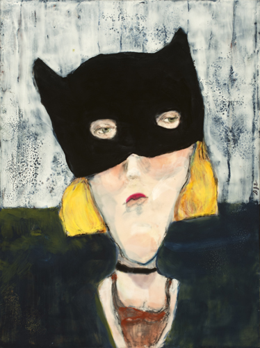"Kat" encaustic, 24" x 18" x 1" by Dianne Jean Erickson. See her artist profile at www.ArtsyShark.com
