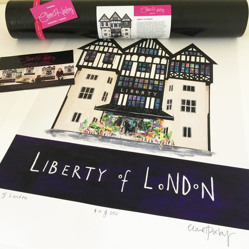 "Liberty of London" Limited Edition Giclee Print on Paper, 84cm x 59cm by artist Clare Haxby. See her portfolio by visiting www.ArtsyShark.com