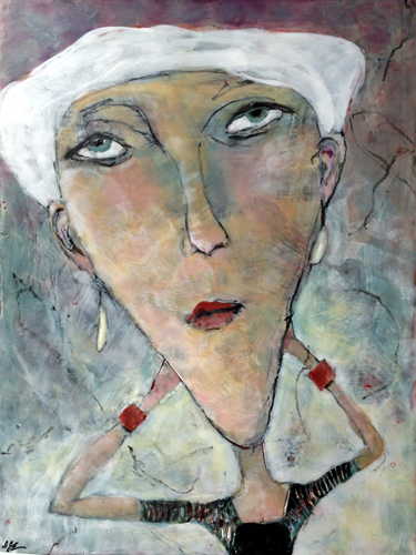 "Rita" encaustic, 24" x 18" x 1" by Dianne Jean Erickson. See her artist feature at www.ArtsyShark.com