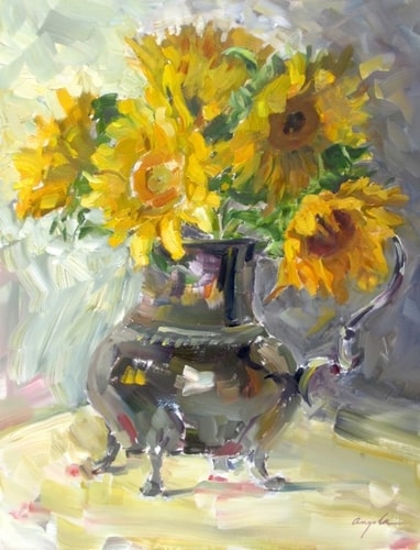 "Sunny Bunch" Oil, 16" x 20"by artist Angela Tommaso Hellman. See her portfolio by visiting www.ArtsyShark.com 