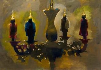 "The Bronze Age" Oil and Acrylic on Canvas, 195cm x 135cm by artist Tarek Montasser. See his portfolio by visiting www.ArtsyShark.com