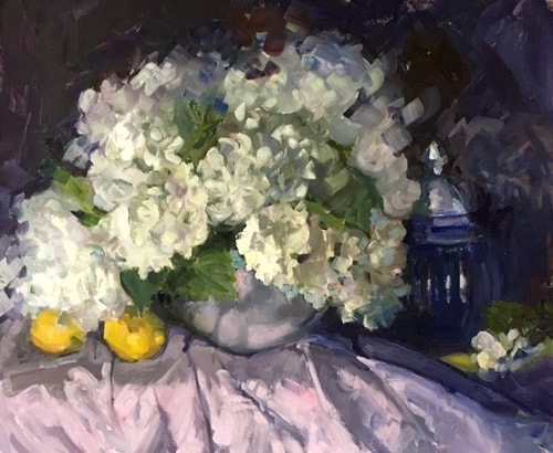 "Whispering Whites" Oil, 20" x 24"by artist Angela Tommaso Hellman. See her portfolio by visiting www.ArtsyShark.com 