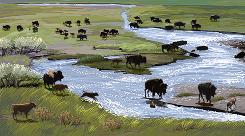 “Buffalo Ford” Digital Painting, 24” x 13” by artist Pam Little. See her portfolio by visiting www.ArtsyShark.com