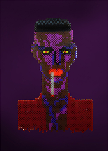 "Grace Jones" Fusible Beads, 8" x 12" by artist Victor-John Villaneuva. See his portfolio by visiting www.ArtsyShark.com