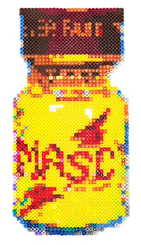 "No PNP (420 + Poppers OK" Fusible Beads, 6" x 12" by artist Victor-John Villaneuva. See his portfolio by visiting www.ArtsyShark.com
