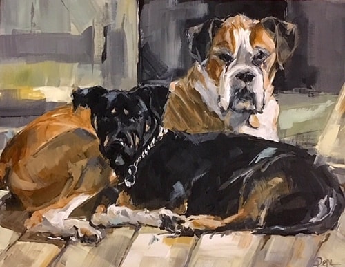 "Boxer and Mix" by Susan Pepe. See her portfolio by visiting www.ArtsyShark.com