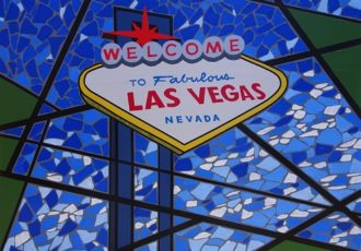 “Welcome to Fabulous Las Vegas” Acrylic on Canvas, 28” x 22” by artist Eddie Bruckner. See his portfolio by visiting www.ArtsyShark.com