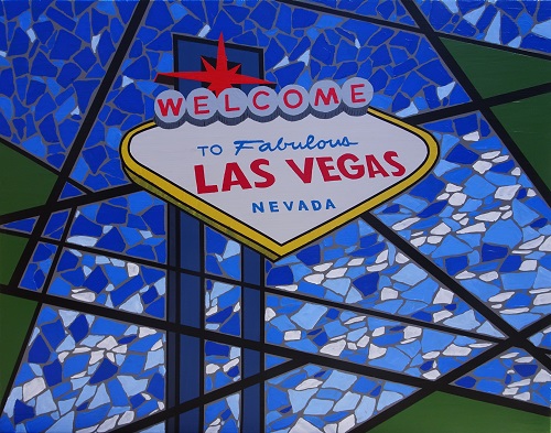 “Welcome to Fabulous Las Vegas” Acrylic on Canvas, 28” x 22” by artist Eddie Bruckner. See his portfolio by visiting www.ArtsyShark.com