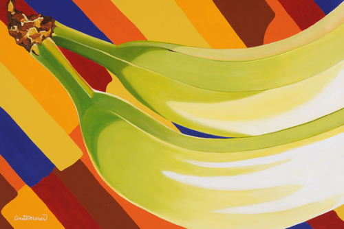 "Happy Bananas" Acrylic on Canvas, 30" x 20" by artist Anita Marci. See her portfolio by visiting www.ArtsyShark.com