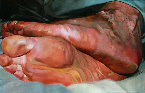 “Arteries (Anxiety Feet)” Oil on Canvas, 48” x 30” by artist Ashley Cassens. See her portfolio by visiting www.ArtsyShark.com