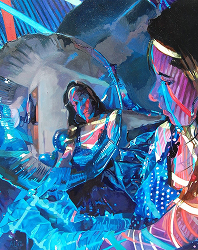 “The Bedazzeled One” Oil on Wood Panel, 24” x 30” by artist Ashley Cassens. See her portfolio by visiting www.ArtsyShark.com