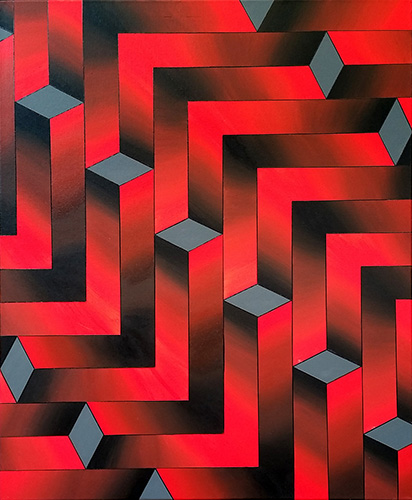 “Crimson And Corners” Acrylic on Canvas, 24” x 30”by artist Steve Paulsen. See his portfolio by visiting www.ArtsyShark.com 