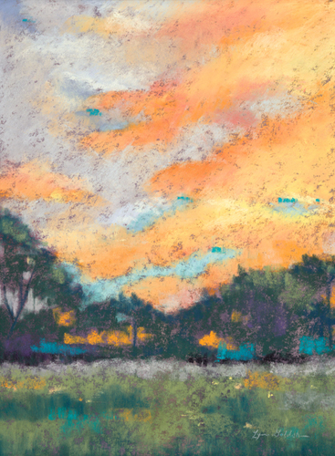 “Panama Skies #3” Pastel, 9” x 12”by artist Lynn Goldstein. See her portfolio by visiting www.ArtsyShark.com 