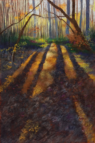 “Spokes-Autumn” Pastel, 24” x 36” by artist Lynn Goldstein. See her portfolio by visiting www.ArtsyShark.com